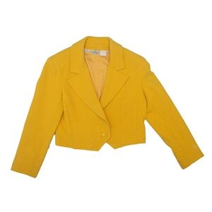 Valentino Boutique Vintage Cropped Wool Blazer – Mustard Yellow‎ - Size 6